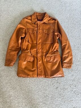 Men’s Tall Medium Caramel Brown Leather Jacket